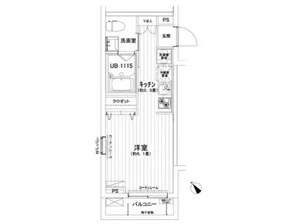YSセゾンII(1K/2階)の間取り写真