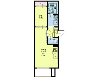 R-SMART福田町駅(1LDK/1階)の間取り写真
