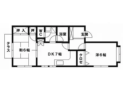 ピナクルDOZEN D(2DK/2階)の間取り写真
