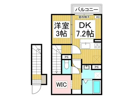 シャルール西(1DK/2階)の間取り写真