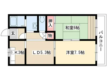 フィエラ山崎川(2LDK/3階)の間取り写真