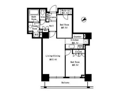 パークタワー芝浦ベイワードアーバンウイング(2LDK/5階)の間取り写真