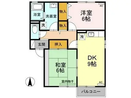 ハイツ曙II棟(2DK/2階)の間取り写真