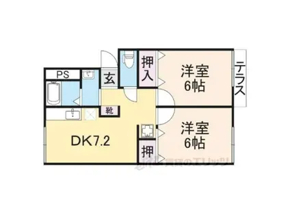 コーポニューデルフィー(2DK/2階)の間取り写真