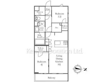 LA PERLA JIYUGAOKAII(2LDK/B1階)の間取り写真