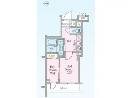 HYS 新宿西落合(2K/5階)の間取り写真