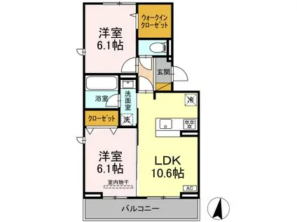LAUNA HEIWA(2LDK/2階)の間取り写真