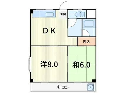 ハイツ峯岸2(2DK/2階)の間取り写真