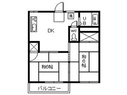 メゾン清水(2DK/1階)の間取り写真