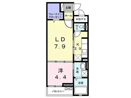 グランパルス(1LDK/2階)の間取り写真