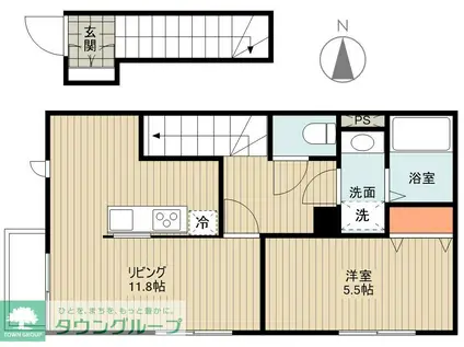 アムールカメリア(1LDK/2階)の間取り写真