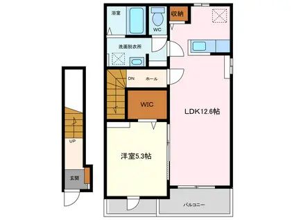パーシモン(1LDK/2階)の間取り写真
