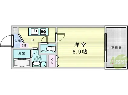 パインウィンド千里山(1K/1階)の間取り写真