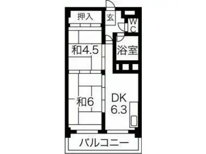 アルファスクエア北13条(2DK/6階)の間取り写真