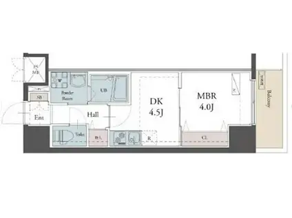 ラグゼナ松戸(1DK/9階)の間取り写真