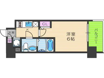 エスリード京橋桜ノ宮公園(1K/2階)の間取り写真