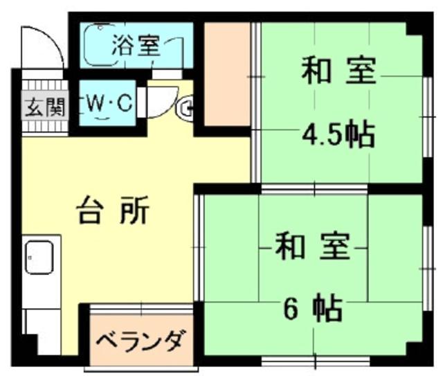 中野マンション(2DK/4階)の間取り写真