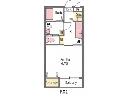ドリームII(1K/1階)の間取り写真