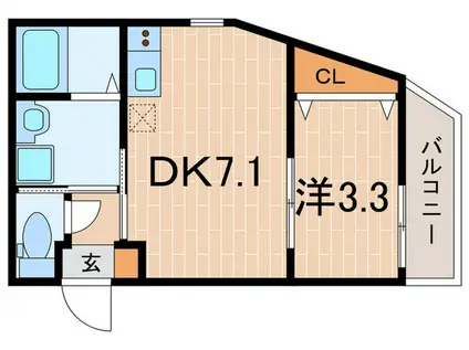 ONE西宮門戸(1DK/1階)の間取り写真