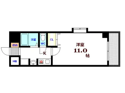 十日市森野ビル(1K/8階)の間取り写真