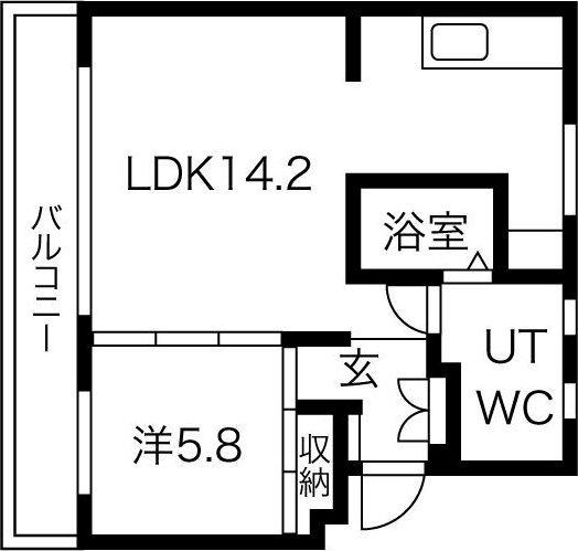 RE LUFFY ウエスト(1LDK/4階)の間取り写真