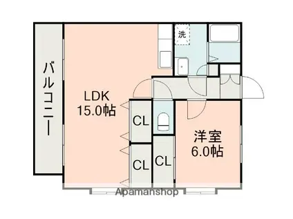 エクメーネ大手島(1LDK/1階)の間取り写真
