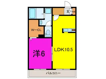 グレースコート(1LDK/2階)の間取り写真