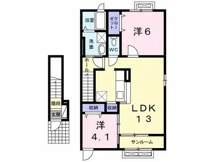 コンフォート ココ I(2LDK/2階)の間取り写真