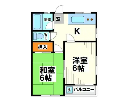 高田コーポ(2K/2階)の間取り写真