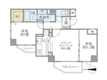 アパートメンツ東山(2LDK/2階)の間取り写真