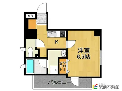 サニークレスト渡辺通(1K/8階)の間取り写真