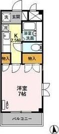 青悠荘(1K/1階)の間取り写真