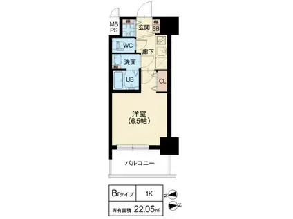 スプランディッド阿倍野(1K/4階)の間取り写真