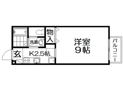サンクレストA棟(1K/2階)の間取り写真