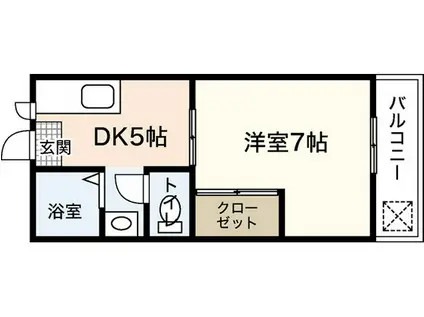 琴荘(1DK/2階)の間取り写真