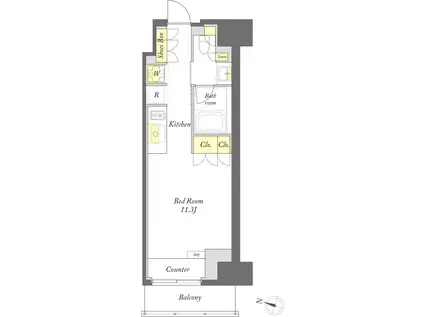 プライムメゾン森下ウエスト(ワンルーム/7階)の間取り写真