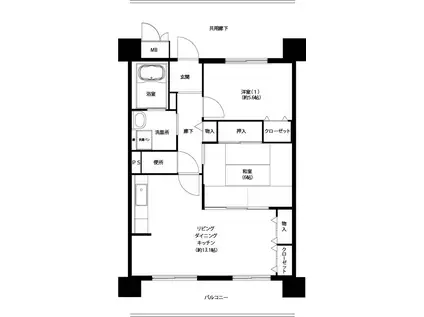 コーシャハイツ相生(2LDK/7階)の間取り写真