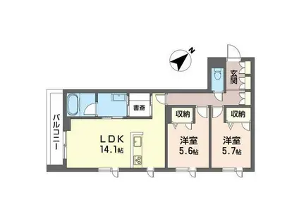 カーサ ポルト(2LDK/3階)の間取り写真