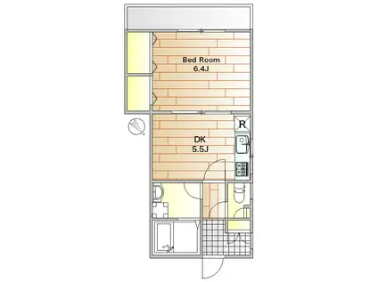 ピュアハイツ五本木(1DK/1階)の間取り写真