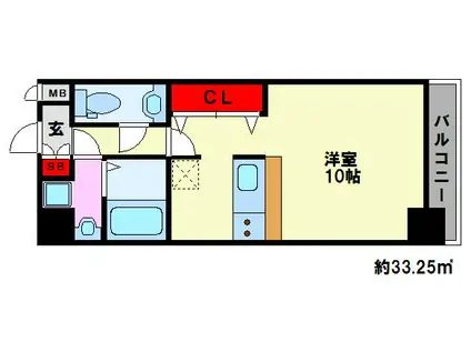 ピュアドーム日赤アベニュー(ワンルーム/3階)の間取り写真