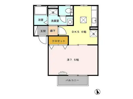 エムロードII(1DK/1階)の間取り写真