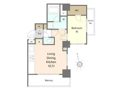 ミルーナヒルズ南蒲田(1LDK/7階)の間取り写真