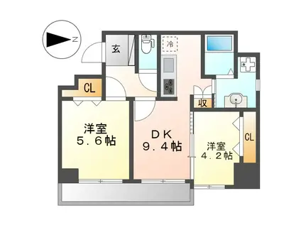 プライムコート(2LDK/5階)の間取り写真