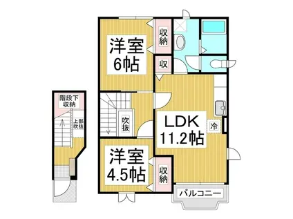 クレストールドエルB(2LDK/2階)の間取り写真