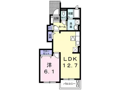 ベルソレイユ A(1LDK/1階)の間取り写真