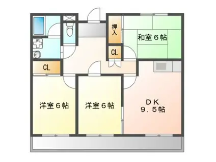 神庭ハイツ(3LDK/2階)の間取り写真