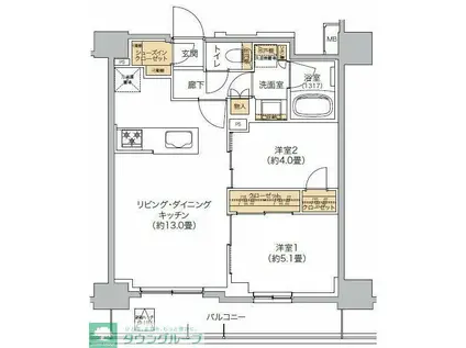 リビオメゾン西麻布(2LDK/9階)の間取り写真