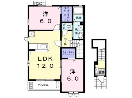 ショコラ アン(2LDK/2階)の間取り写真