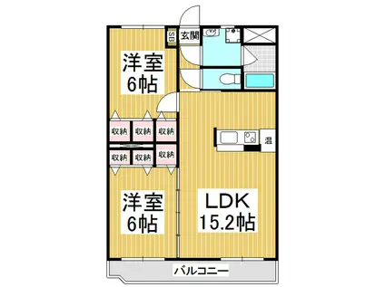 ブレイントレド(2LDK/3階)の間取り写真