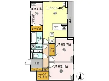 ベルニー太田(3LDK/1階)の間取り写真